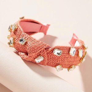 Anthropologie Embellished Knotted Headband CORAL